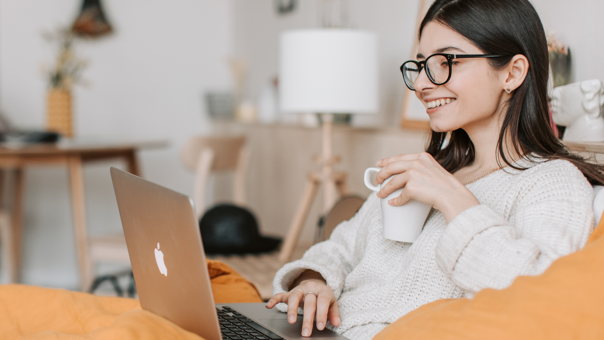 Worry-free woman during an online counseling session