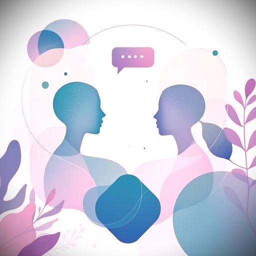 Online therapy graphic for washington state, 2 humans facing one another